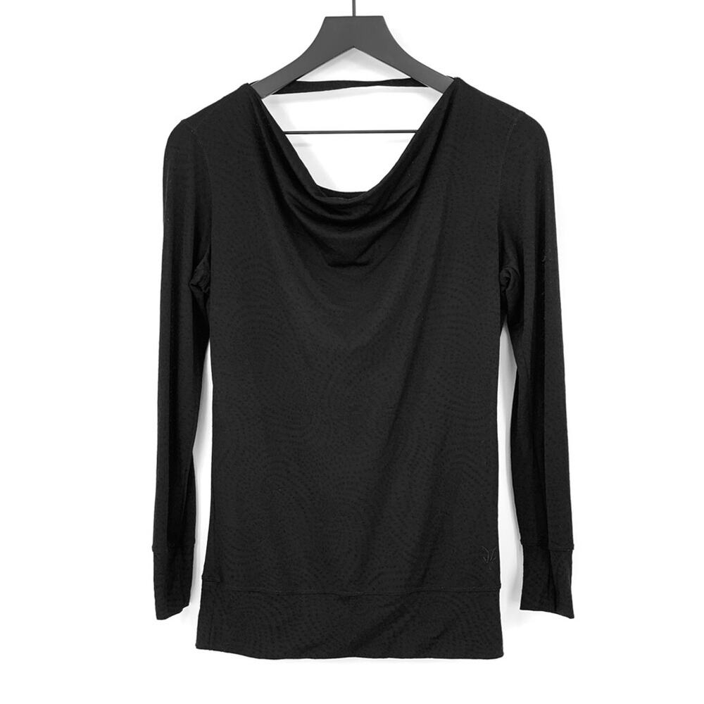 IBEX Drape Neck Long Sleeve Shirt Black S